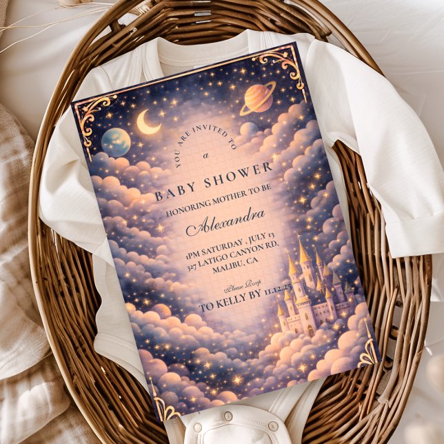 Convite Space Castle Baby Shower (Criador carregado)