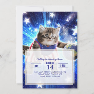 Convite Space cat jogando basquetebol
