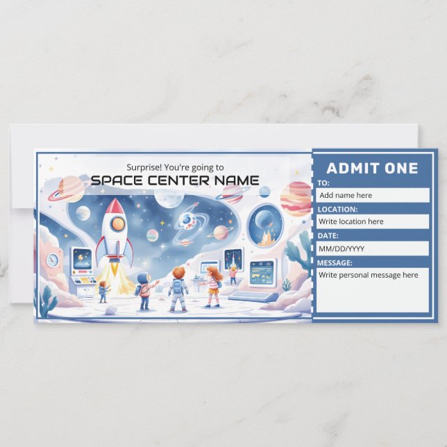 Convite Space Centre -  Space Museum Ticket Template (Frente)
