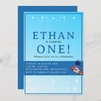 Convite Space First Birthday Invitation – Astronaut Party