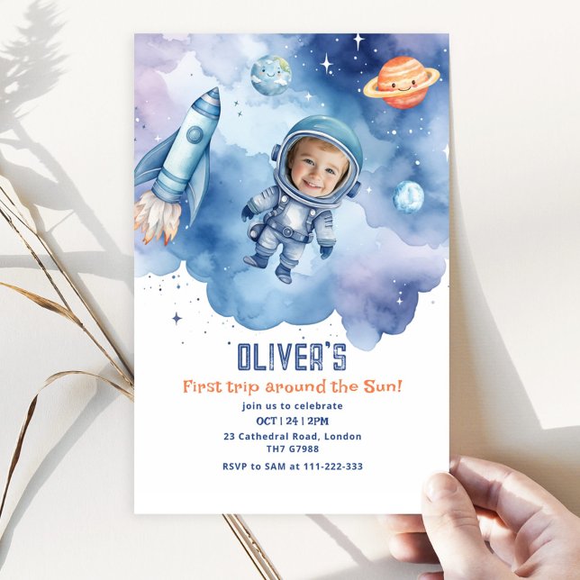 Convite Space First trip em torno do sol Foto (Criador carregado)