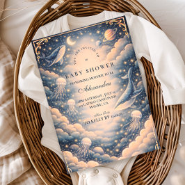 Convite Space Ocean Whales Baby Shower