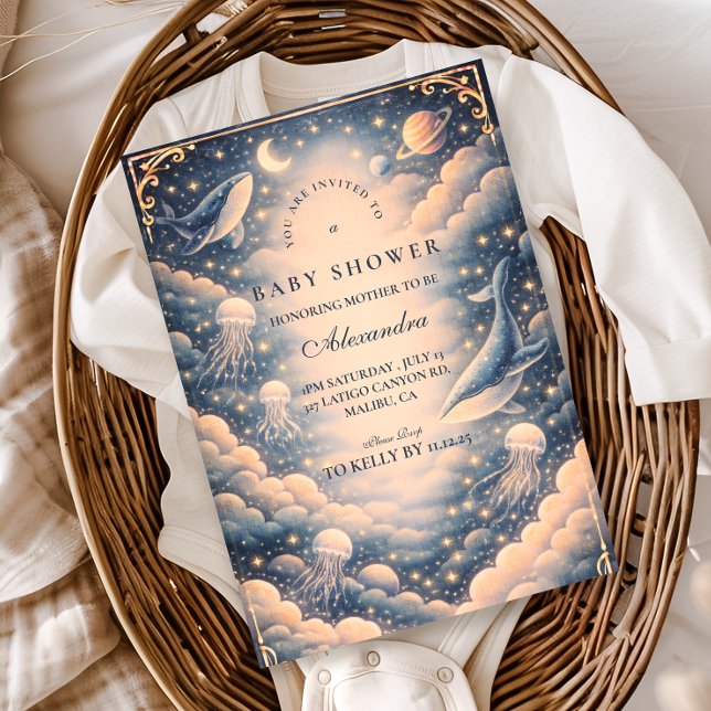 Convite Space Ocean Whales Baby Shower (Criador carregado)