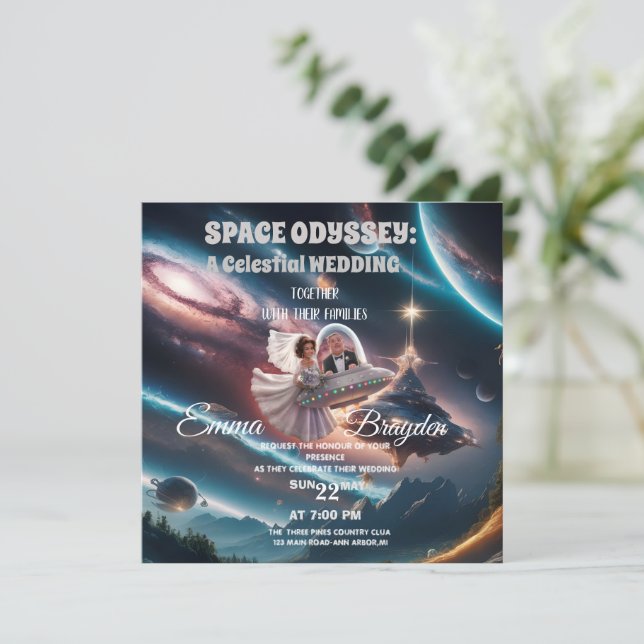 CONVITE SPACE ODYSSEY: UM CASAMENTO CELESTILO (Em pé/Frente)