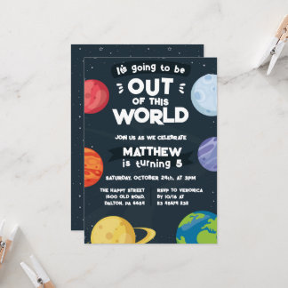 Convite Space Planets Invitation for Birthday Party Galaxy