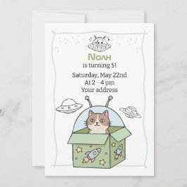 Convite Space UFO Kids Birthday Party