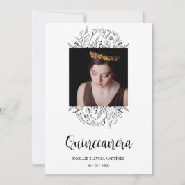 Convite Spanish Luxury Wildflowers Frame Quinceañera Photo