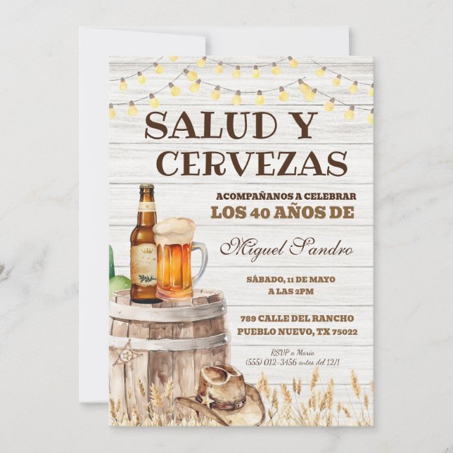 Convite Spanish Mexican Man Beer Salud Invitation (Frente)