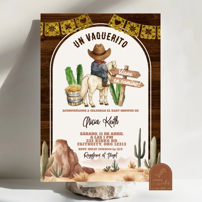 Convite Spanish Mexican Wild West Cowboy Baby Shower (Criador carregado)