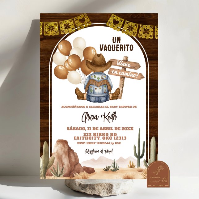 Convite Spanish Mexican Wild West Cowboy Baby Shower (Criador carregado)