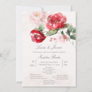 Convite Spanish water colored flower Wedding