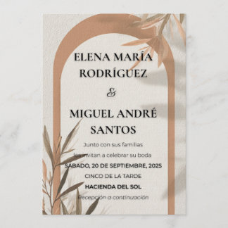 Convite Spanish Wedding Invitation Terracotta Arch Olive