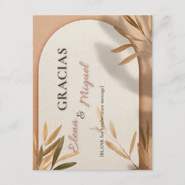 Convite Spanish Wedding Thank You Card  (Frente)