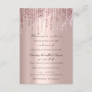 Convite Spark Glitter Drips Rose Marsala Chá de Noiva