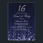Convite Sparkle Diamond Blue Silver Sweet 16 Invite<br><div class="desc">Elegante design de madeira rústica azul com brilho em diamantes e brilho 16. Mais cores disponíveis na loja Little Bayleigh!</div>