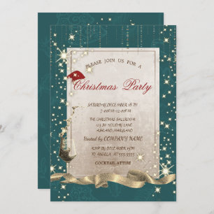 Convite Sparkle,Glass,Green Corporate Christmas Party