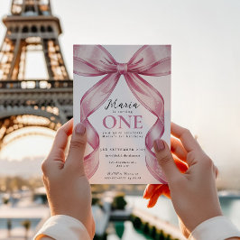 Convite Sparkle Pink Coquette Bow 1st