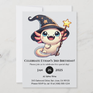 Convite Sparkle Spell Axolotl Birthday