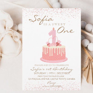 Convite Sparkle Sweet One primeiro aniversario Party