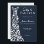Convite Sparkle Veste Cinquenta e Fabuloso 50º aniversário<br><div class="desc">Sparkle Dress 50 e Fabuloso 50. º Aniversário Variações de Convite para o convite e itens correspondentes na nossa loja</div>