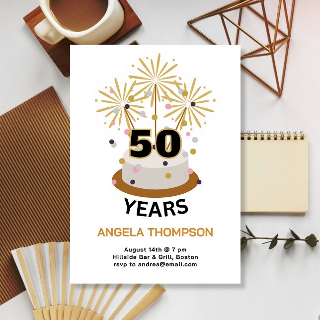 Convite Sparkler Years Birthday Invitation (Criador carregado)