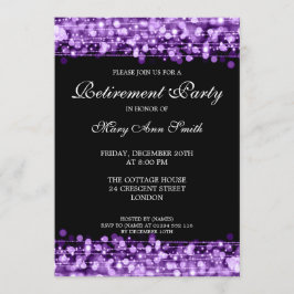 Convite Sparkles Roxos do Partido da Reforma Elegante