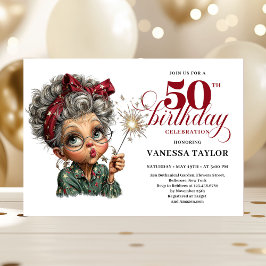 Convite Sparkling 50th party funny woman quirky invite