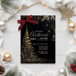 Convite Sparkling Gold Christmas Tree Invitation