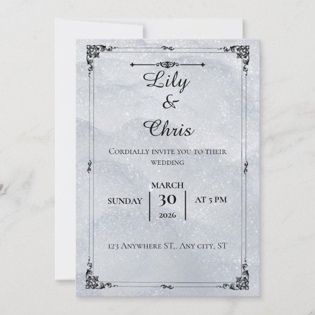 Convite Sparkling Winter Wonderland Wedding Invitation (Frente)