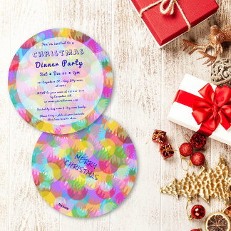 Convite Sparkly Colorful Simple Christmas Dinner Party
