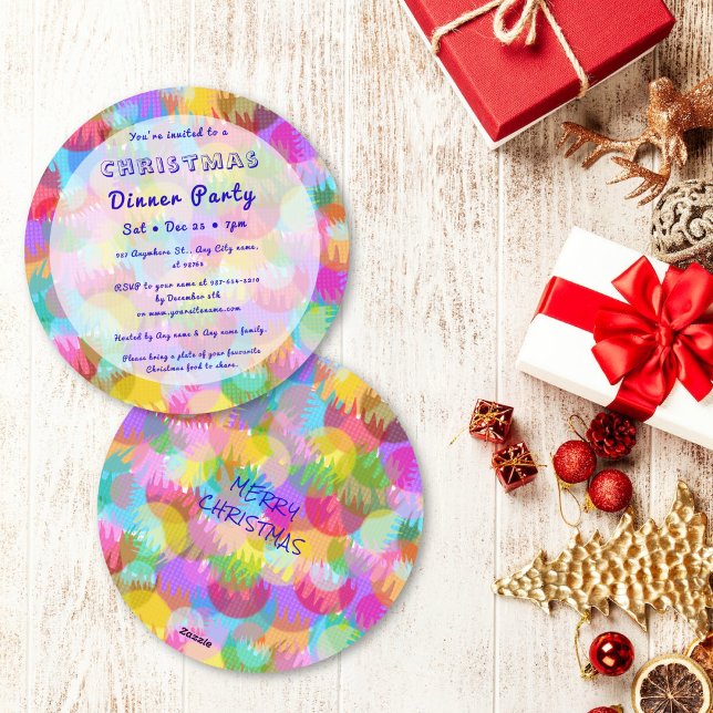 Convite Sparkly Colorful Simple Christmas Dinner Party (Criador carregado)