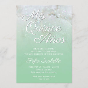 Convite Sparkly Marble Mint Green Ombre Mis Quince Años