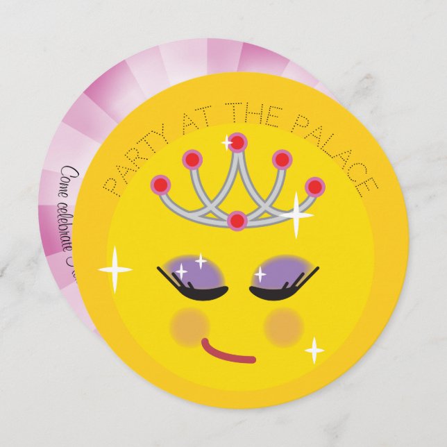 Convite Sparkly Princess Emoticon (Frente/Verso)
