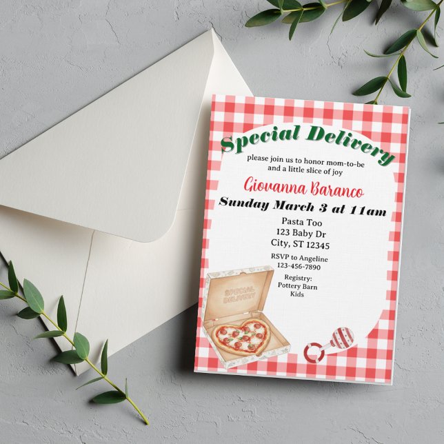 Convite Special Delivery, Pizza Baby Shower Invitation (Criador carregado)