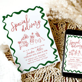 Convite Special Delivery Pizza Baby Shower Italian