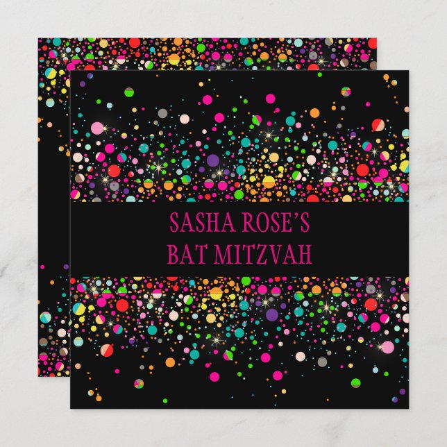 Convite Speck PixDezines Dazzled/Neon/Bat Mitzvah (Frente/Verso)