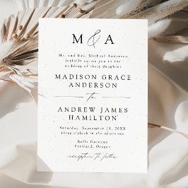 Convite Speckled Modern Elegance Monogram Wedding