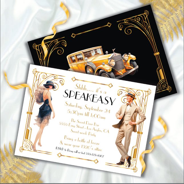 Convite SpeEasy Flapper Excelente Gatsby Art Deco Party (Criador carregado)