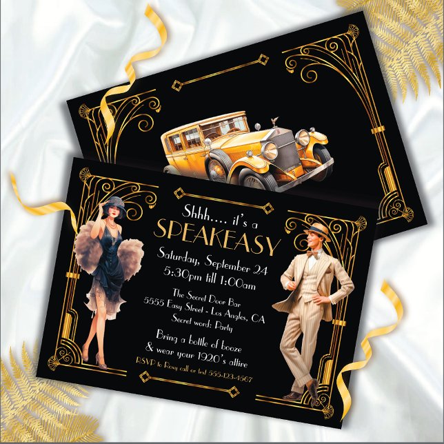 Convite SpeEasy Flapper Excelente Gatsby Art Deco Party (Criador carregado)