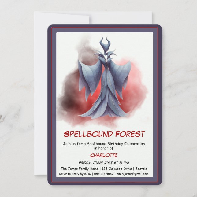 Convite Spellbound Forest – Dark Fairy Birthday Party  (Frente)