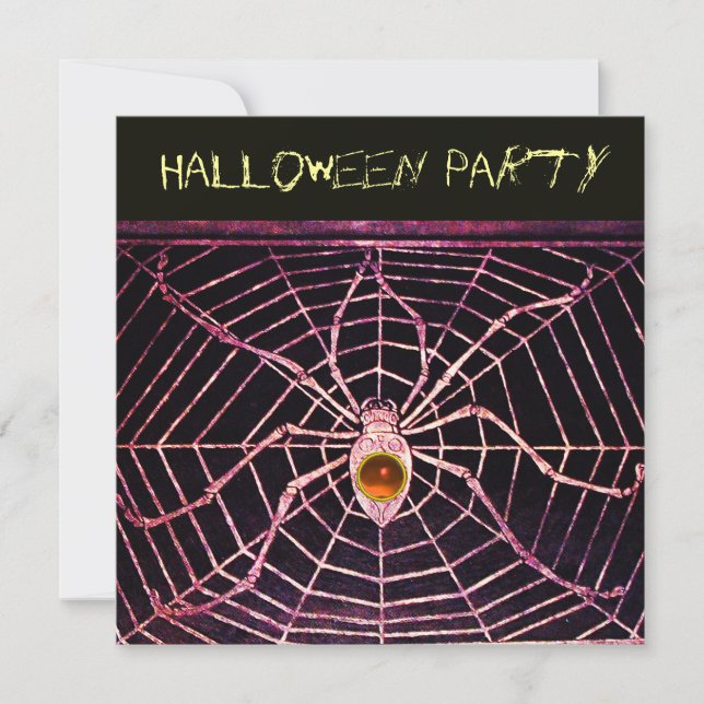 CONVITE SPIDER & WEB ORANGE AGATE BLACK HALLOWEPARTIDO (Frente)