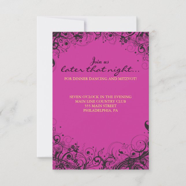 Convite SPIRALS & STARS Bat Mitzvah Party Card (Frente)