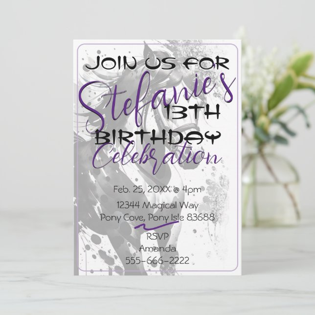 Convite Spirit Pony 9 Aniversário 2 (Em pé/Frente)