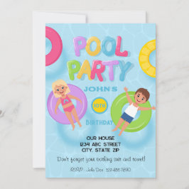 Convite Splash Bash Kids Pool Party Birthday
