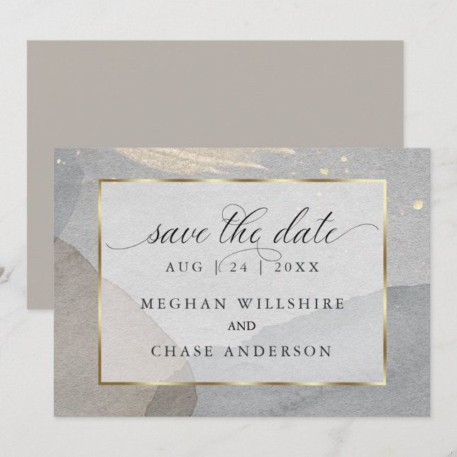 Convite Splash de Aquarela de Mushroom em Granite Stone (Frente/Verso)