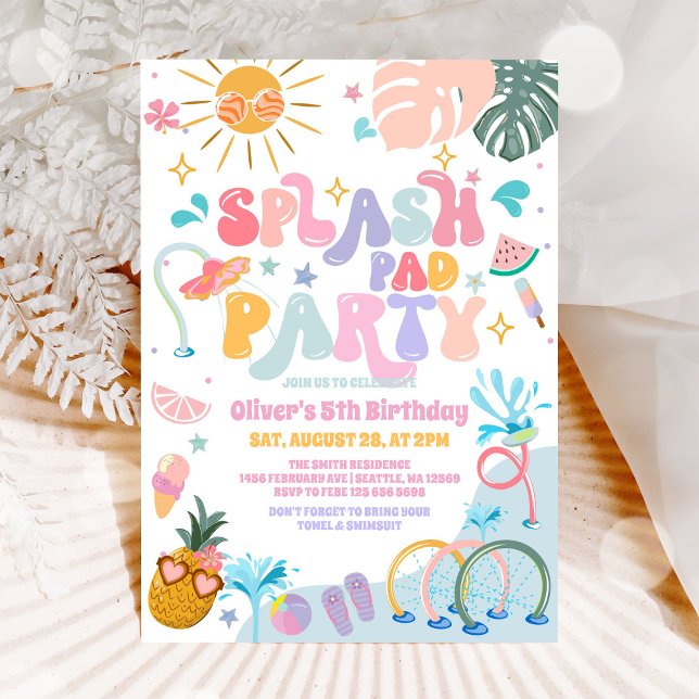 Convite Splash Pad Party Pool Party Summer Birthday (Criador carregado)