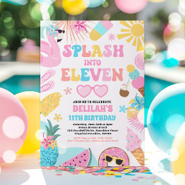 Convite Splash Para Onze 11 de Praia Tropical Aniversário