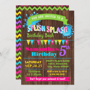 Convite Splash Splash Hot Pink Festa de Verão