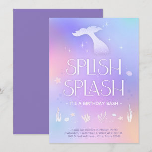 Convite Splash Whimsical Sparkly Smermaid Aniversário