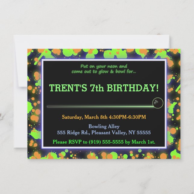 Convite Splatter da bacia do fulgor (Frente)